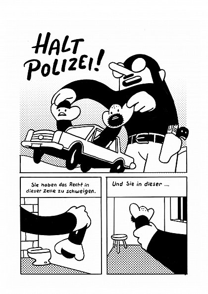 The comic strip's first page (German version)
